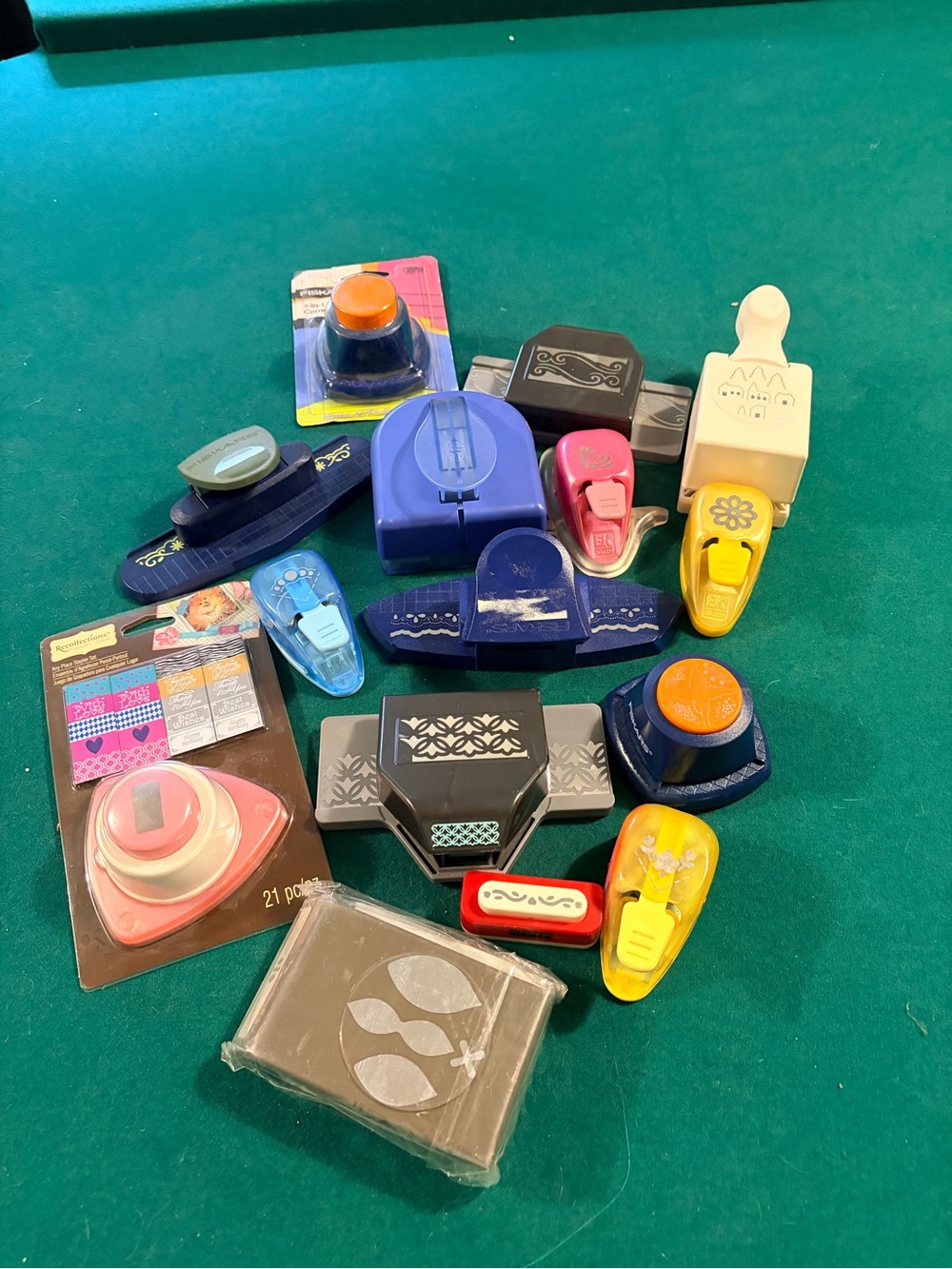 Assorted Craft Paper Punch Lot - Blue, Yellow, Pink, Orange, Black